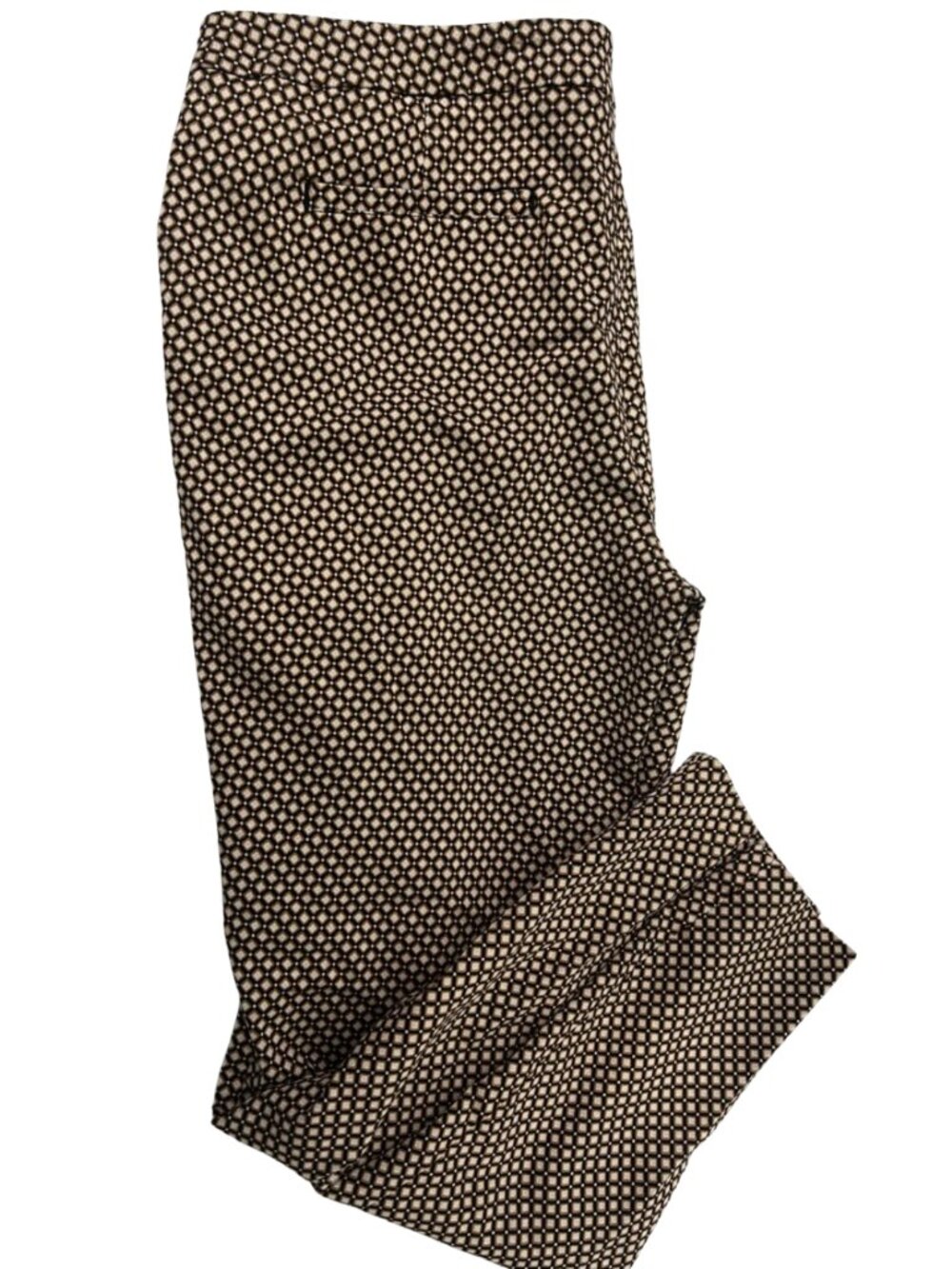 Cynthia Rowley Brown & Cream Diamond Print Ankle Pants | Cropped Stretch